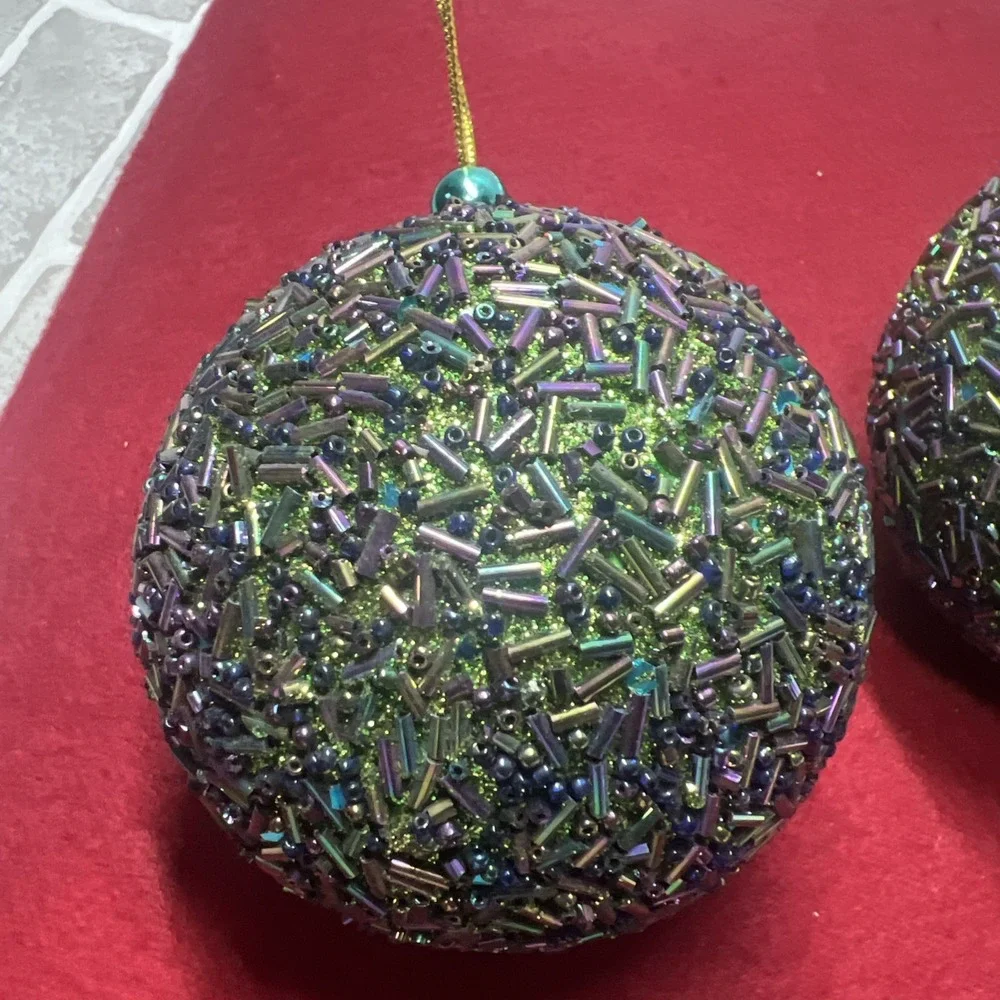 Melrose‎ Rainbow Beaded Ball Ornament (Set of 2) 4